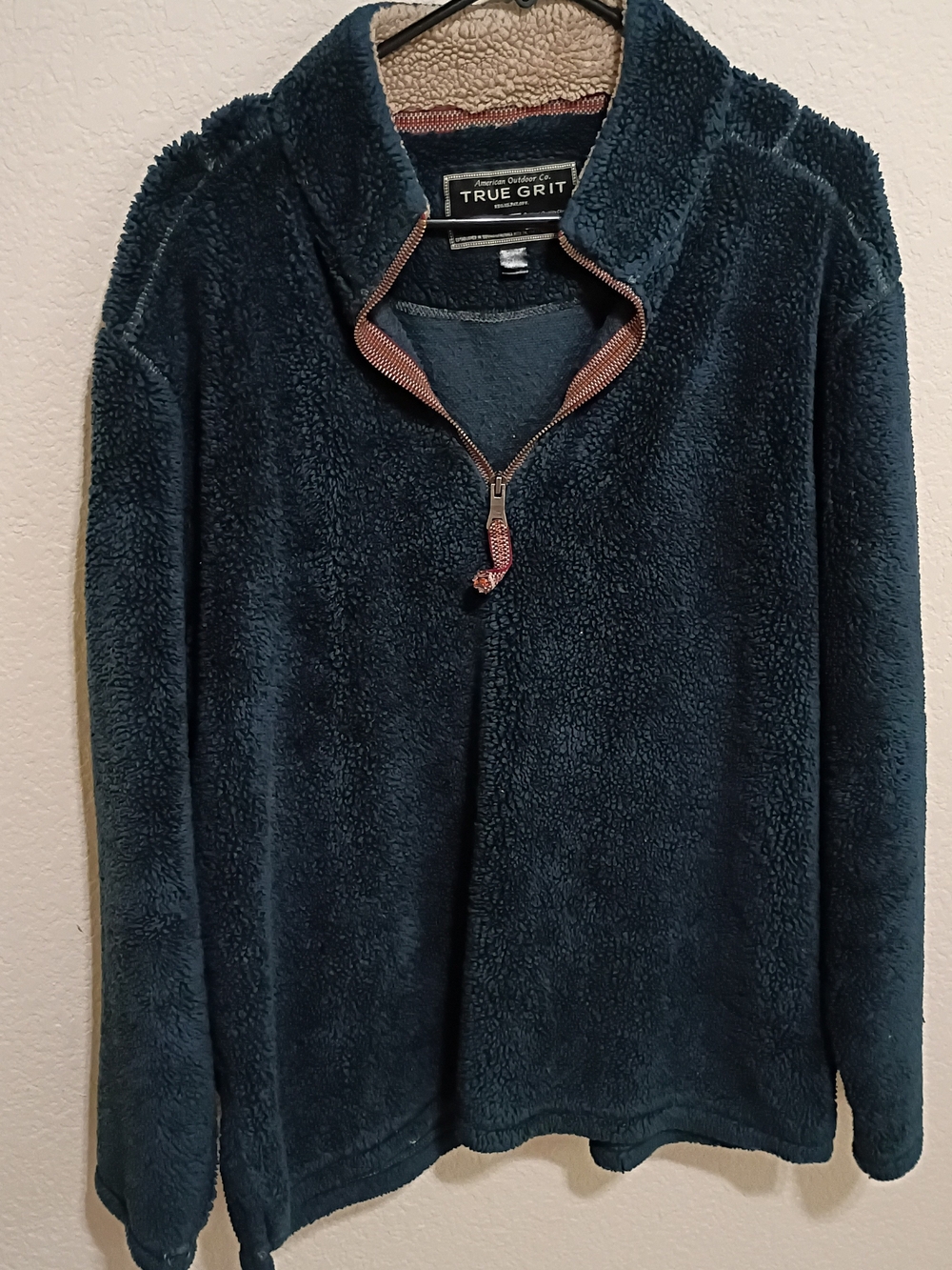 True Grit Men's Dark Teal Sherpa Quarter-Zip Sweater